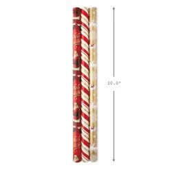 Hallmark Red And Gold 3-Pack Reversible Christmas Wrapping Paper, 120 Sq. Ft. -Home Decor Shop 3Pack Red and Gold Reversible Christmas Wrapping Paper 5JXW1029 03