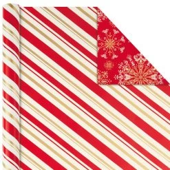 Hallmark Red And Gold 3-Pack Reversible Christmas Wrapping Paper, 120 Sq. Ft. -Home Decor Shop 3Pack Red and Gold Reversible Christmas Wrapping Paper 5JXW1029 05