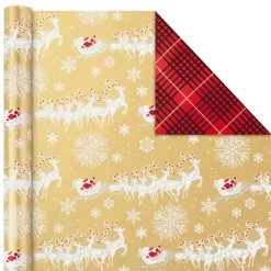 Hallmark Red And Gold 3-Pack Reversible Christmas Wrapping Paper, 120 Sq. Ft. -Home Decor Shop 3Pack Red and Gold Reversible Christmas Wrapping Paper 5JXW1029 06