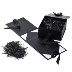 Hallmark 8" Square Black Gift Boxes With Paper Shred, 2-Pack -Home Decor Shop Black Large Gift Boxes With Paper Shred 5EBC1856 04