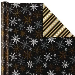 Hallmark Black And Gold 4-Pack Reversible Holiday Wrapping Paper Assortment, 150 Sq. Ft. -Home Decor Shop Black and Gold Reversible Wrapping Paper Assortment 5JXW1737 06