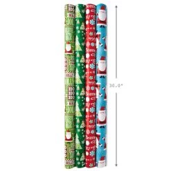 Hallmark Christmas Cheer 4-Pack Reversible Wrapping Paper Assortment, 150 Sq. Ft. -Home Decor Shop Christmas Cheer Assortment Reversible Wrapping Paper 5JXW1736 03