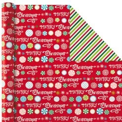 Hallmark Christmas Cheer 4-Pack Reversible Wrapping Paper Assortment, 150 Sq. Ft. -Home Decor Shop Christmas Cheer Assortment Reversible Wrapping Paper 5JXW1736 06