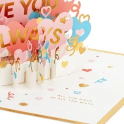 Hallmark Love You Always 3D Pop-Up Love Card -Home Decor Shop Colorful Hearts 3D PopUp Love Card 1299LAD2904 04