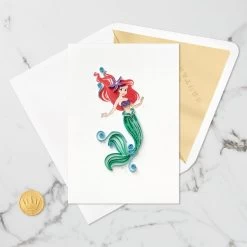 Hallmark Disney The Little Mermaid Ariel Happy Wish Quilled Paper Handmade Card -Home Decor Shop Disney The Little Mermaid Ariel Quilled Paper Card 1299LAD2858 05