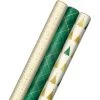 Hallmark Gold And Green 3-Pack Christmas Wrapping Paper Assortment, 120 Sq. Ft. -Home Decor Shop Gold and Green Assortment Christmas Gift Wrap 5JXW1204 01