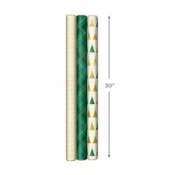 Hallmark Gold And Green 3-Pack Christmas Wrapping Paper Assortment, 120 Sq. Ft. -Home Decor Shop Gold and Green Assortment Christmas Gift Wrap 5JXW1204 04