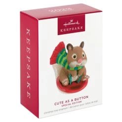 Hallmark Cute As A Button Special Edition Ornament -Home Decor Shop Hamster on Button Sled Keepsake Ornament 1599QXE3317 04