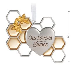 Hallmark Our Love Is Sweet Metal Ornament 10 Hallmark Our Love Is Sweet Metal Ornament -Home Decor Shop Honeycomb and Heart Keepsake Ornament 1799QHX3027 03