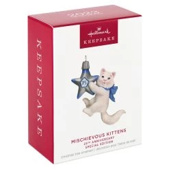 Hallmark Mischievous Kittens Special Edition 25th Anniversary Ornament -Home Decor Shop Kitten With 25th Star Keepsake Ornament 1799QXE3327 04