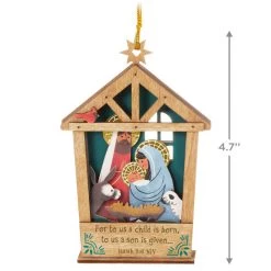 Hallmark A Child Is Born Nativity Papercraft Ornament -Home Decor Shop Nativity Scene Wood and Paper Keepsake Ornament 1999QGO2759 03