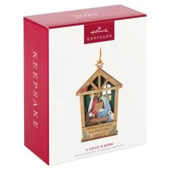 Hallmark A Child Is Born Nativity Papercraft Ornament -Home Decor Shop Nativity Scene Wood and Paper Keepsake Ornament 1999QGO2759 04