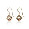 Silver Forest Orange Stone And Gold-Tone Woven Triangle Metal Drop Earrings -Home Decor Shop Orange Stone and Triangle Metal Drop Earrings NE1913 01