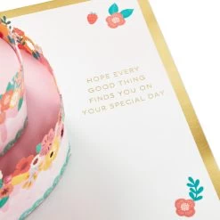 Hallmark Every Good Thing Floral Cake 3D Pop-Up Birthday Card -Home Decor Shop Pink Cake and Flowers 3D PopUp Birthday Card for Her 1299LAD2886 03