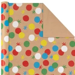 Hallmark Primary Birthday 3-Pack Kraft Wrapping Paper, 105 Sq. Ft. Total -Home Decor Shop Primary Birthday 3Pack Kraft Wrapping Paper 5EWR6409 04
