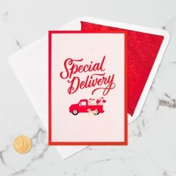 Hallmark Special Delivery 3D Pop-Up Valentine's Day Card -Home Decor Shop Red Truck With Flowers 3D PopUp Valentines Day Card 1299IAV6066 06