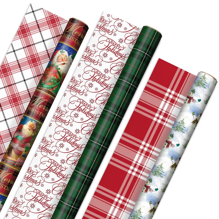 Hallmark Christmas Classics 3-Pack Reversible Wrapping Paper Assortment, 120 Sq. Ft. 3 Hallmark Christmas Classics 3-Pack Reversible Wrapping Paper Assortment, 120 Sq. Ft.