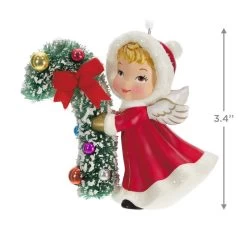 Hallmark Vintage Angel Porcelain Ornament -Home Decor Shop Vintage Angel With Candy Cane Keepsake Ornament 2499QXT4127 03