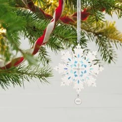 Hallmark Snowflake 2023 Porcelain Ornament 9 Hallmark Snowflake 2023 Porcelain Ornament -Home Decor Shop White Blue and Silver Snowflake Keepsake Ornament 1999QGO2957 02