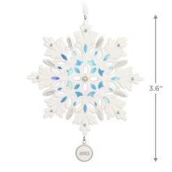 Hallmark Snowflake 2023 Porcelain Ornament 10 Hallmark Snowflake 2023 Porcelain Ornament -Home Decor Shop White Blue and Silver Snowflake Keepsake Ornament 1999QGO2957 03