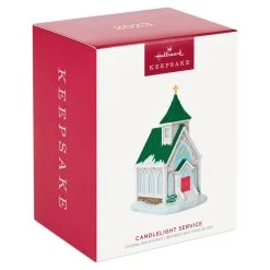 Hallmark Candlelight Service Ornament -Home Decor Shop White Church With Green Steeple Keepsake Ornament 2199QGO2767 04