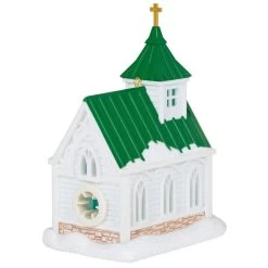 Hallmark Candlelight Service Ornament -Home Decor Shop White Church With Green Steeple Keepsake Ornament 2199QGO2767 06