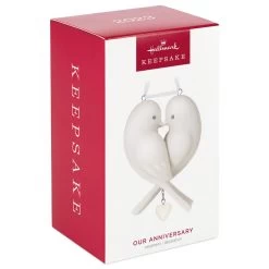 Hallmark Our Anniversary 2023 Porcelain Ornament -Home Decor Shop White Love Birds Anniversary Keepsake Ornament 1999QHX3069 04