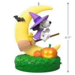 Hallmark The Peanuts® Gang Snoopy's Moonlit Mischief Musical Ornament With Light -Home Decor Shop Witch Snoopy on Broom Keepsake Ornament 2699QFO5319 03