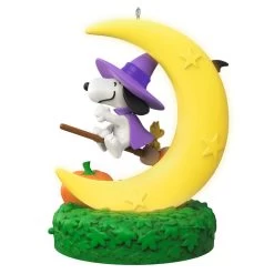 Hallmark The Peanuts® Gang Snoopy's Moonlit Mischief Musical Ornament With Light -Home Decor Shop Witch Snoopy on Broom Keepsake Ornament 2699QFO5319 06