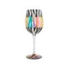 Lolita Love Your Stripes Handpainted Wine Glass, 15 Oz. -Home Decor Shop Zebra Stripes Handpainted Wine Glass 6010156 01